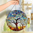 Stained Glass Window Hanging, LAOWEIKI 8'' Tree of Life Suncatcher, Stained - Image 4