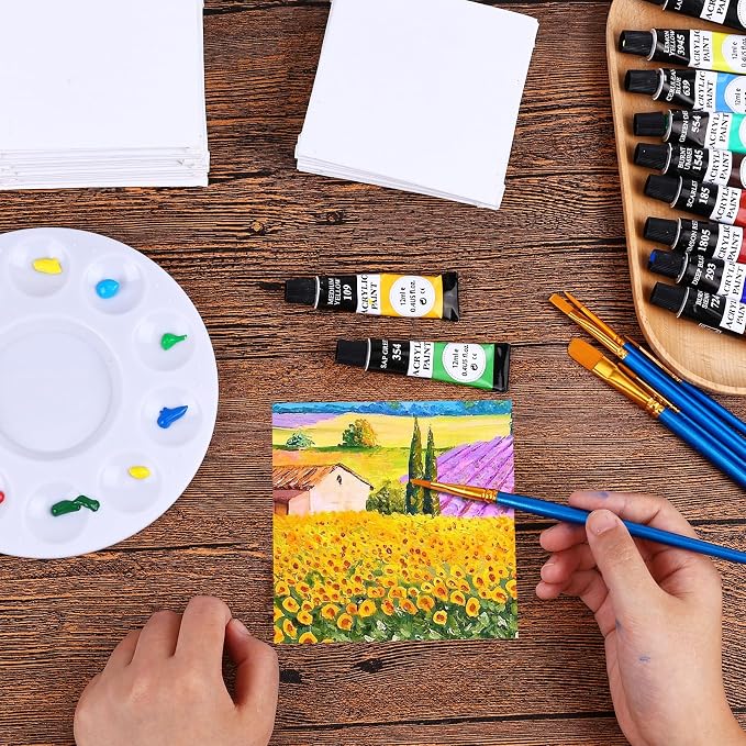 ESRICH 6x6 Canvas for Painting, 24 Pack Canvas Boards Cotton Painting Canvas - Image 6