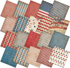 HunnmingRe 20 Pcs 10x10'' Patriotic Quilting Fabric Square 4th of July Precut by HunnmingRe