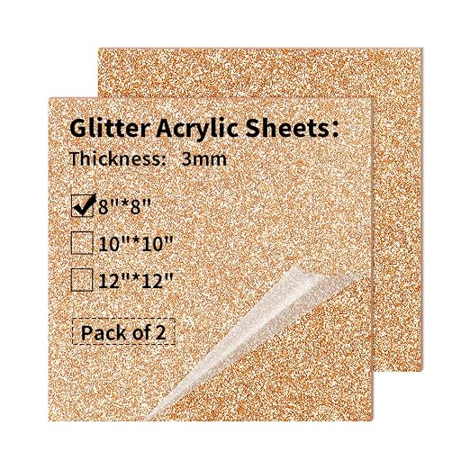 2 PCS 8 x 8 inch Glitter Colored Plexiglass Acrylic Sheets by gdhwcxl