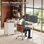 PRAISUN 53" L Shaped Desk with Power Outlets & USB-C Port, Reversible Computer - Image 3