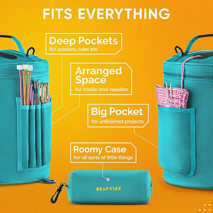 CRAFTISS Crochet Bag Organizer & Yarn Storage Bag, Knitting Bag and Yarn Holder - Image 4