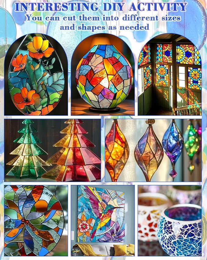 FIVEIZERO 24 Sheets Stained Glass 4x6 Inch – Rainbow Stained Glass Sheets - Image 6