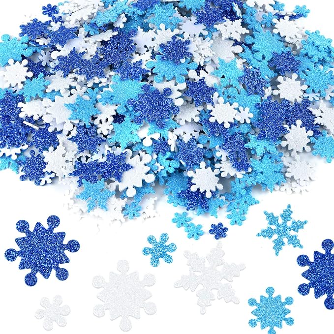 Coopay Glitter Snowflake Foam Stickers Self-Adhesive Snowflake Stickers Decals by Coopay