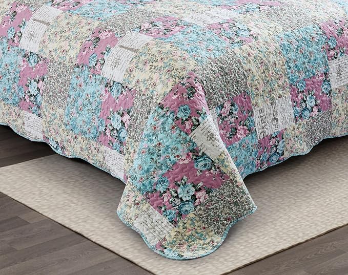 Brilliant Sunshine Lilac Rose Toile Quilt Set, 2-Piece Bedding Sets, - Image 4
