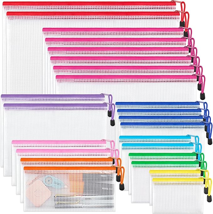 JARLINK 24 Pcs Mesh Zipper Pouch Bags, 8 Sizes Waterproof Zipper Bags | by JARLINK