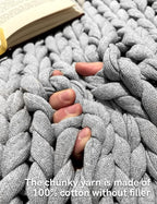 YnM 100% Cotton Weighted Blanket, Handmade Chunky Knitted Throw, No fillers - Image 4