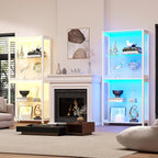 Display Cabinet with Glass Shelves, 4-Tier Display Shelf with LED Lights - Image 8