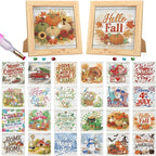 Trandraft 26 Pcs Fall Vintage Interchangeable Holiday Diamond Art Kits by Trandraft