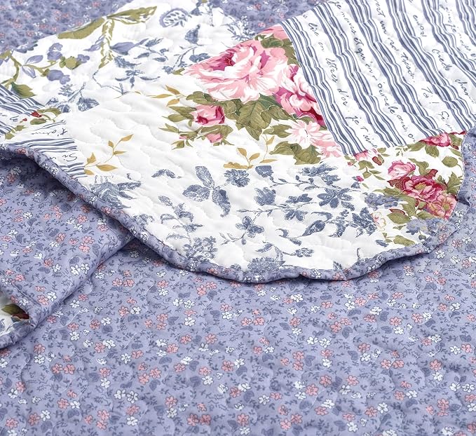 Brilliant Sunshine Rose Violet Patchwork, 2-Piece Quilt Set - Image 5