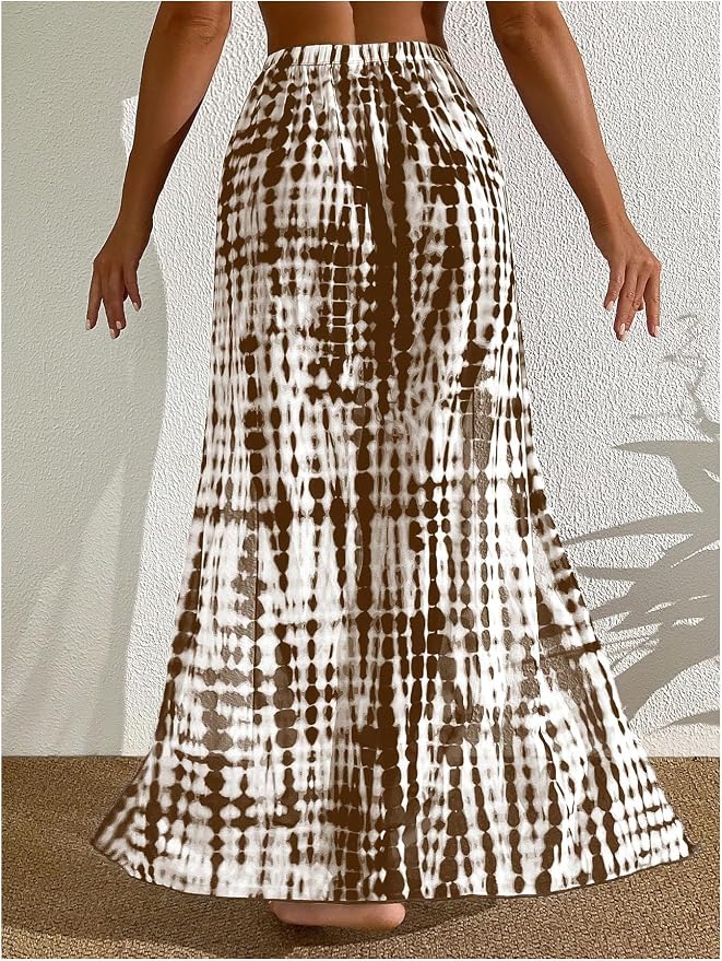 SHENHE Women's Swim Cover Up Skirt High Slit Tie Dye Beach Coverups Long Flowy - Image 2