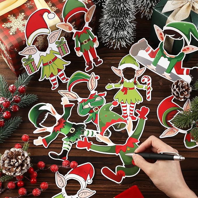 Gersoniel 72 Pcs Kid Christmas Elf Decor Xmas Cartoon Bulletin Board Cutout | - Image 5