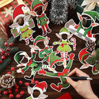 Gersoniel 72 Pcs Kid Christmas Elf Decor Xmas Cartoon Bulletin Board Cutout | - Image 5
