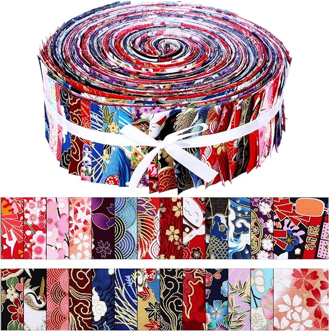 Kingdder 70 Pcs Japanese Jelly Fabric Quilting Strips, 2.55 Inch Precut Cotton by Kingdder