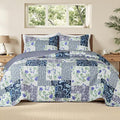 Whale Flotilla Patchwork Quilt King Size, Soft Boho Floral Bedspreads by WHALEFLOTILLA