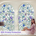 Windimiley Stained Glass Window Privacy Film: 3D Violet Floral Decorative - Image 3