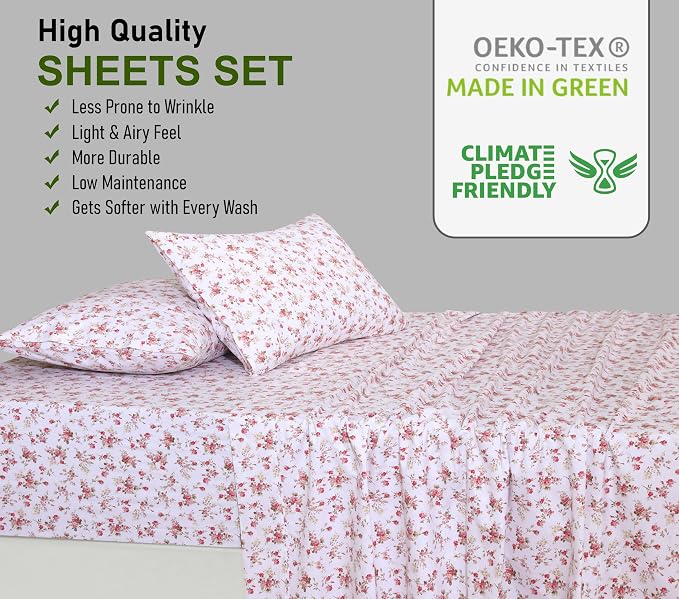 RUVANTI 100% Cotton Sheets – Queen Size Percale Bedding, Cooling & Breathable - Image 7