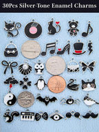 Silver-Tone Enamel Charms Set for DIY Jewelry Making - Image 2