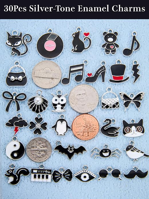 Silver-Tone Enamel Charms Set for DIY Jewelry Making - Image 2