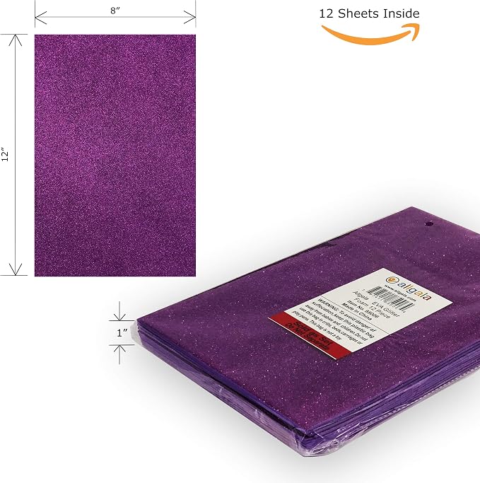 Allgala 12 Pack Glitter EVA Foam Paper 8 x 12inch Sheets-Purple-Perfect - Image 2