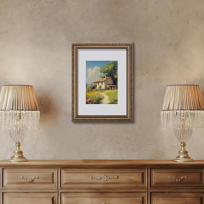 eletecpro 9x12 Vintage Picture Frame, Glass Cover, Bronze Gold, Horizontal or - Image 6