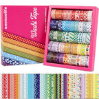 emmoolife 50 Rolls Washi Tape Set, 15mm Wide Rainbow Colored Tape Aesthetic by emmoolife