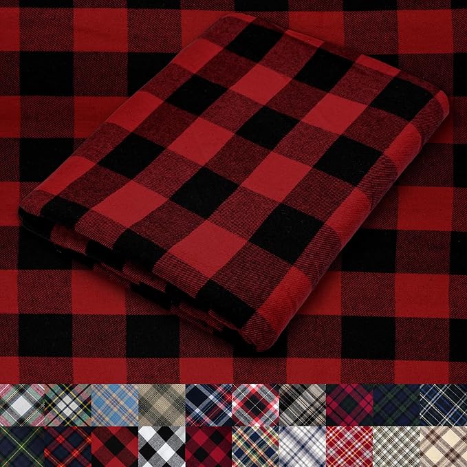 Pico Textiles 20 Yards Bolt Red and Black Buffalo Plaid Checkered Flannel Fabric by PicoTextiles