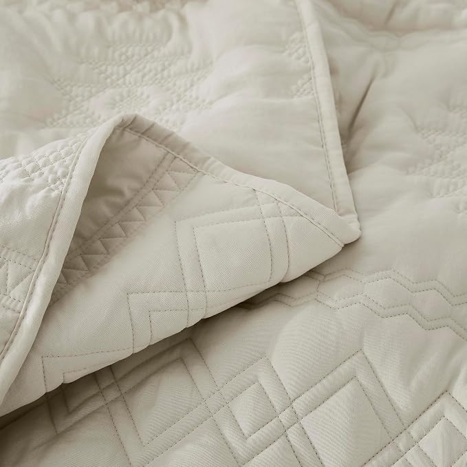 WDCOZY Beige Boho Quilt King Size Bedding Set - Image 6