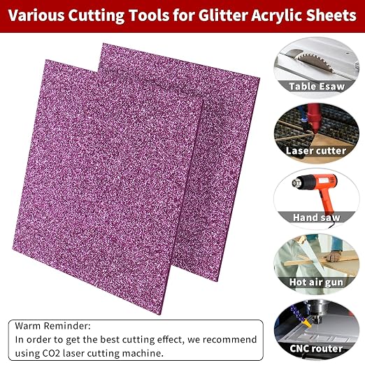 2 PCS 8 x 8 inch Glitter Colored Plexiglass Acrylic Sheets - Image 4