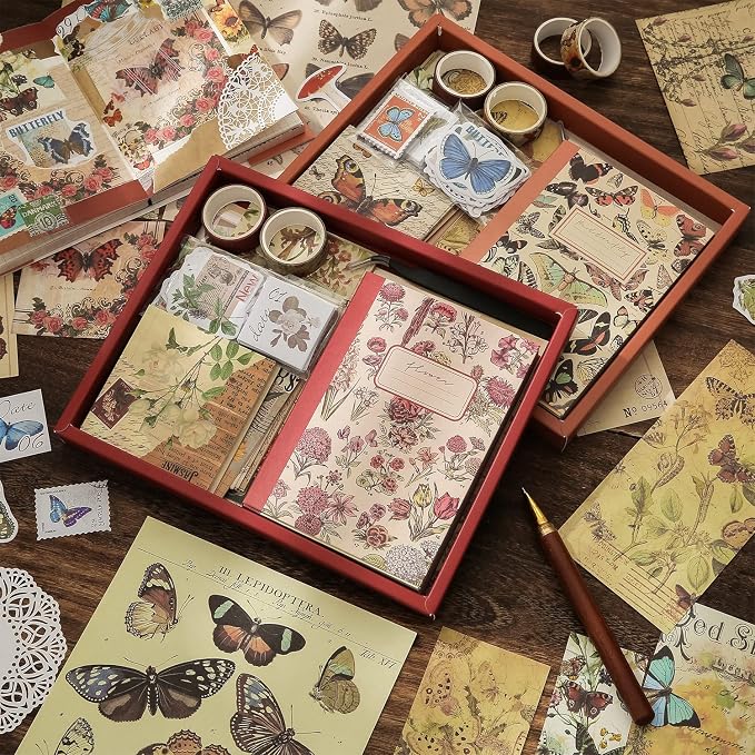 emmoolife Vintage Aesthetic Scrapbooking Supplies Kit, Flowers Botanical Bullet - Image 9