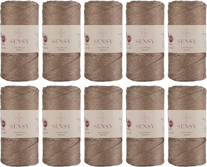 10 Skeins of Sensy Premium 2mm 251 Yards Sparkle Polyester Rope 90% by SSENSY