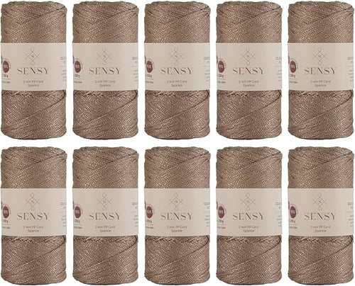 10 Skeins of Sensy Premium 2mm 251 Yards Sparkle Polyester Rope 90% by SSENSY
