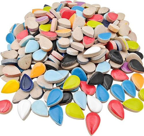 1.1lb Ceramic Mosaic Tiles, Mixed Colour Ceramic Mosaic Pieces by Unknown
