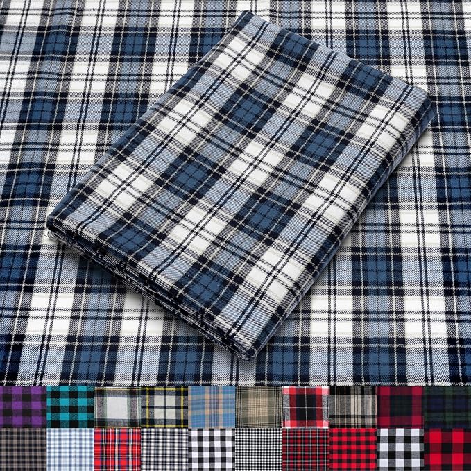 Pico Textiles 10 Yards Bolt Blue and White Tartan Plaid Flannel Fabric by PicoTextiles