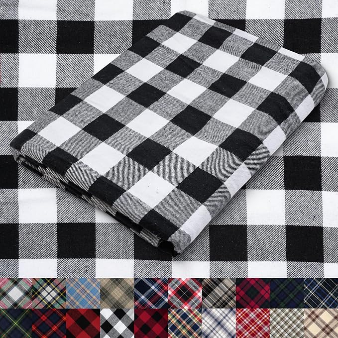 Pico Textiles 3 Yards Bolt Black and White Buffalo Plaid Checkered Flannel by PicoTextiles