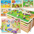 SYNARRY Wooden Puzzles for Toddlers 1-3, 6XSET Animals Puzzles for Toddlers 2-4 by SYNARRY
