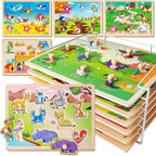 SYNARRY Wooden Puzzles for Toddlers 1-3, 6XSET Animals Puzzles for Toddlers 2-4 by SYNARRY