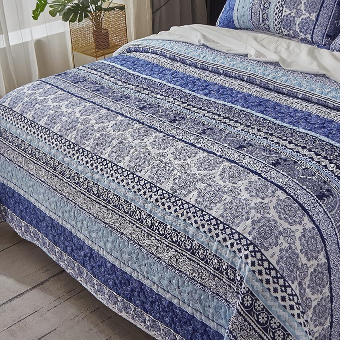 WONGS BEDDING Boho Quilt Set Full Size, Lightweight Bedspread Coverlet Bedding - Image 5