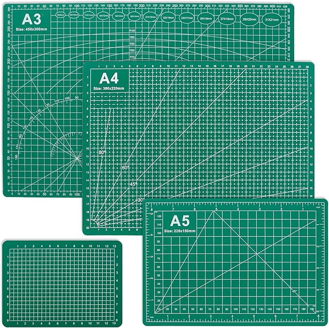 4 Packs Cutting Mats, 4size Double Sided Cutting Mat, Non-Slip 5 Layers PVC Cut by BDS-HOME