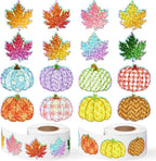 1000Pcs Fall Thanksgiving Stickers Rolls Holographic Glitter Autumn Decals | by FOLLOWUS