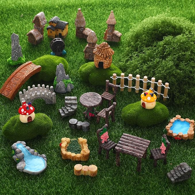 32 Pcs Fairy Garden Accessories Miniature Landscape Ornaments Set | Resin - Image 2