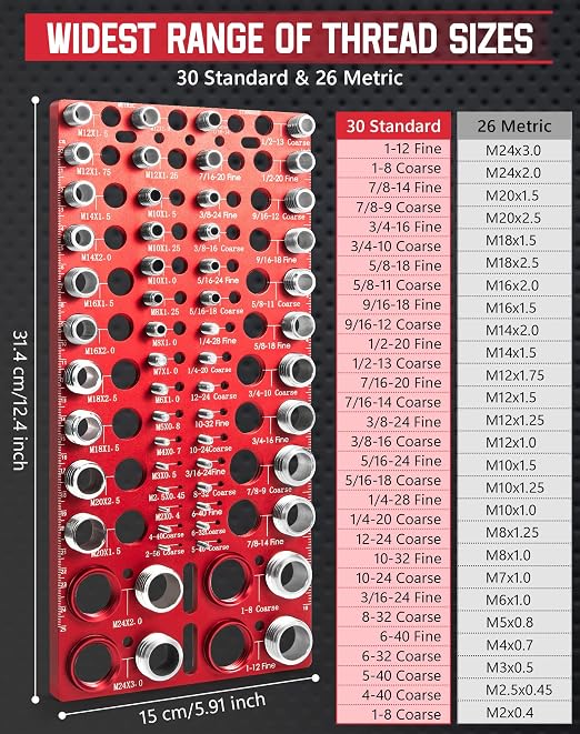 56 Thread Checker, VEXTHYX 30 Standard and 26 Metric nut and Bolt Thread Gauge - Image 3