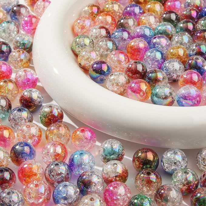 16mm Acrylic Beads 100pcs Ab Crackel Color Bead Loose Space Focal Beads - Image 3