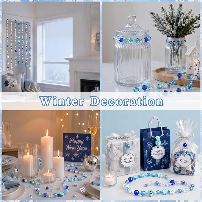 ZHIYUXI 1150PCS Blue Beads Winter Glass Beads Kit Blue White Jewelry Making | - Image 3