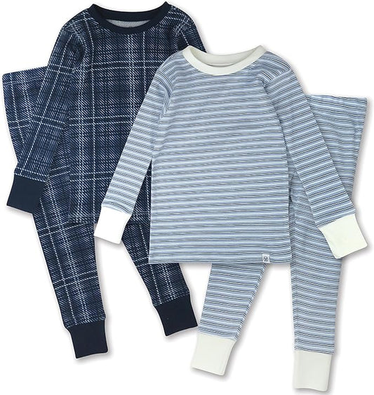 HonestBaby 4 Piece Pajamas Sleepwear Pjs 100% Organic Cotton for Infant Baby and Toddler Boys, Girls, Unisex