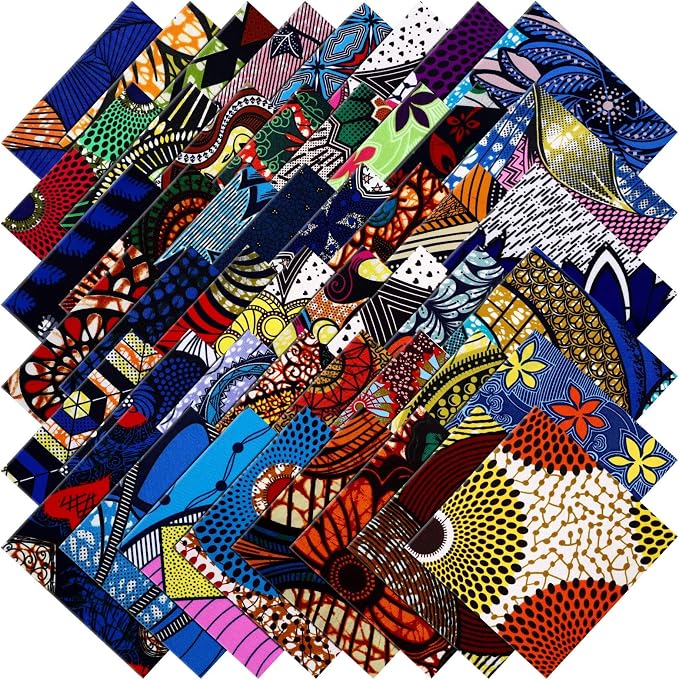 Tudomro 100 Pcs 10'' x 10'' Cotton African Quilting Fabric Squares Fat Quarters by Tudomro