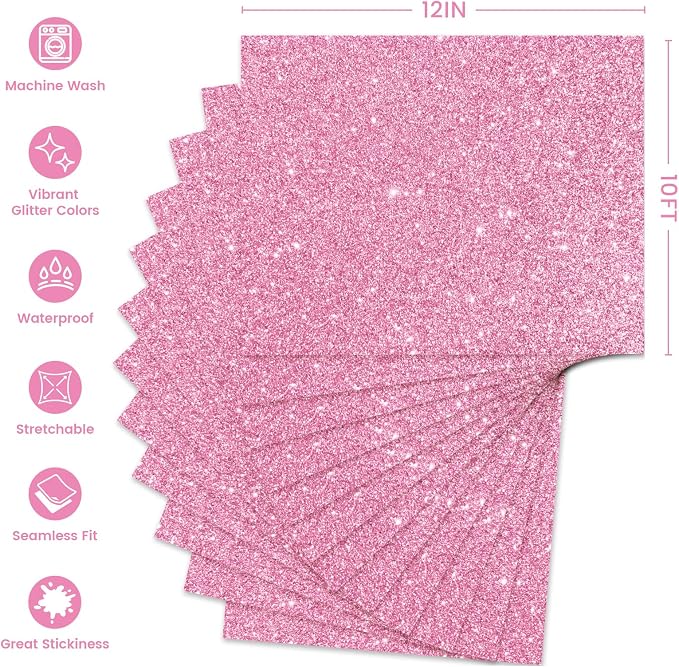 Glitter HTV Heat Transfer Vinyl, Sparkle HTV Compatible - Image 2
