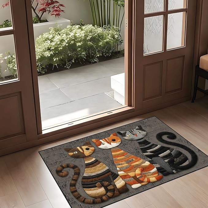 Cute Cat Faux Cashmere Non-Slip Rug 15.7x23.6 Inches, Washable Low Pile - Image 3
