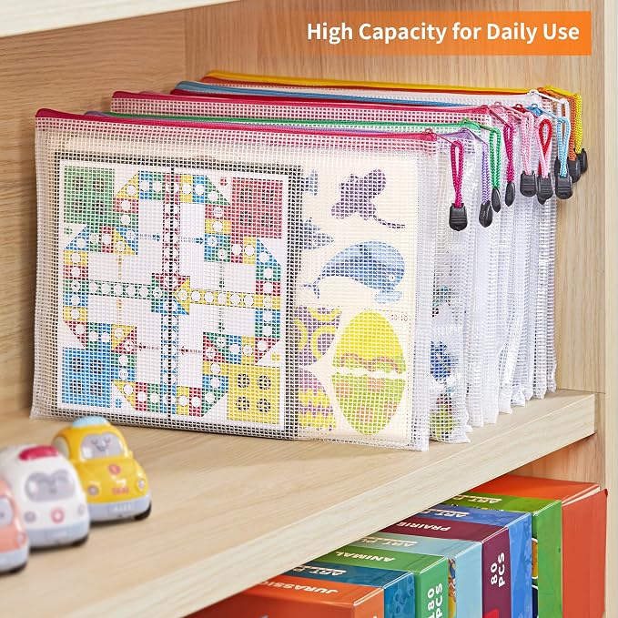 JARLINK A4 Mesh Zipper Pouch Bags, Office School Supplies, Cosmetics Travel - Image 3