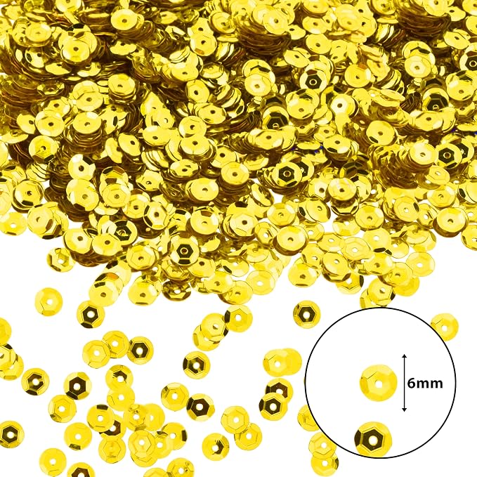 Mandala Crafts 6mm Cup Round Yellow Sequins - Image 3
